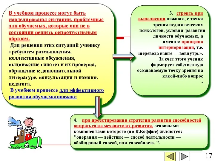 3. строить при выполнении важного, с точки зрения педагогических психологов, условия