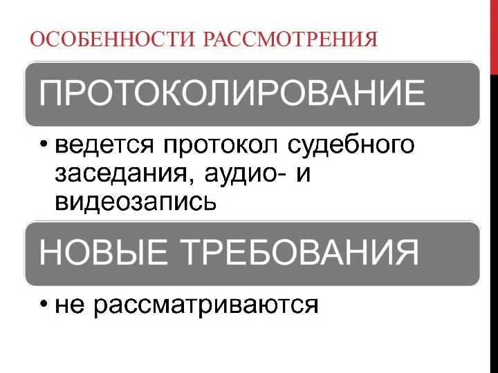 ОСОБЕННОСТИ РАССМОТРЕНИЯ