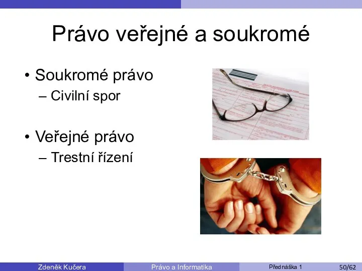 Zdeněk Kučera Přednáška 1 Právo a Informatika /11 Právo veřejné a