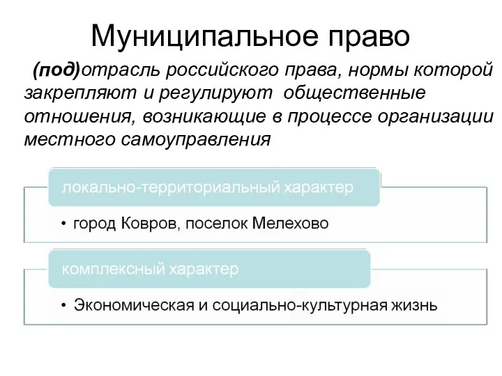 Муниципальное право (под)отрасль российского права, нормы которой закрепляют и регулируют общественные