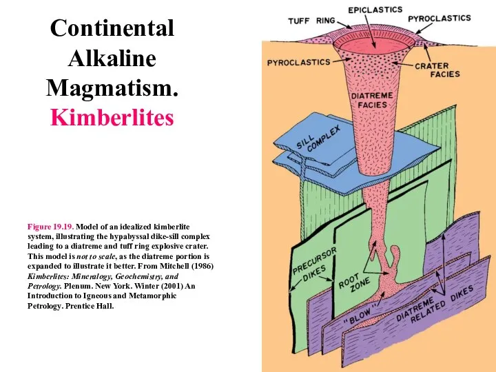 Figure 19.19. Model of an idealized kimberlite system, illustrating the hypabyssal