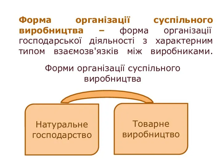 Форма організації суспільного виробництва – форма організації господарської діяльності з характерним