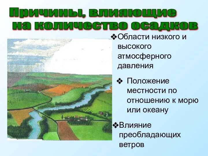 Положение местности по отношению к морю или океану Причины, влияющие на