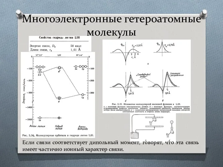 Многоэлектронные гетероатомные молекулы Если связи соответствует дипольный момент, говорят, что эта