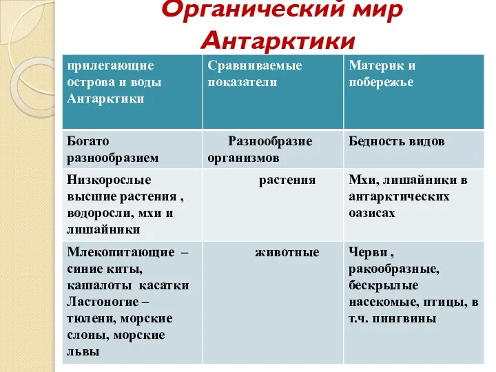 Органический мир Антарктики