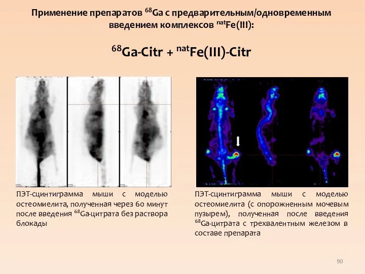 Применение препаратов 68Ga с предварительным/одновременным введением комплексов natFe(III): 68Ga-Citr + natFe(III)-Citr