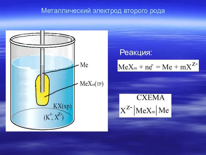 Металлический электрод второго рода Реакция: