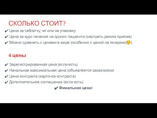 СКОЛЬКО СТОИТ? Цена за таблетку, мг или за упаковку Цена за