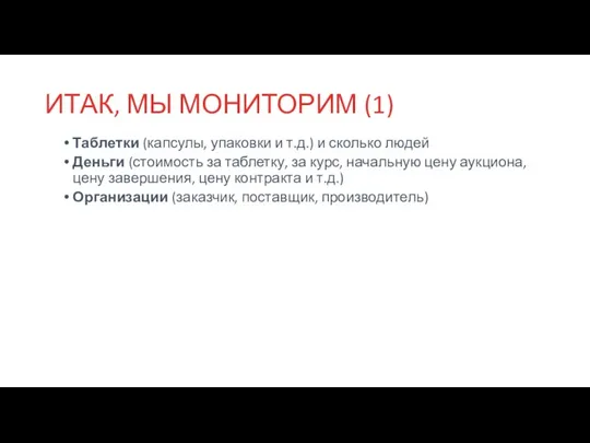 ИТАК, МЫ МОНИТОРИМ (1) Таблетки (капсулы, упаковки и т.д.) и сколько