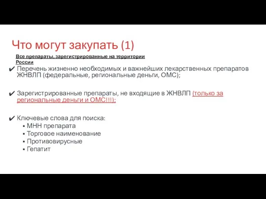 Что могут закупать (1) Перечень жизненно необходимых и важнейших лекарственных препаратов