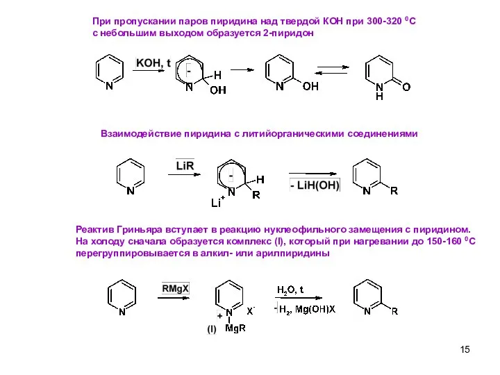 При пропускании паров пиридина над твердой КОН при 300-320 0С с
