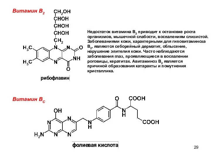 8 Витамин В2 Недостаток витамина В2 приводит к остановке роста организмов,