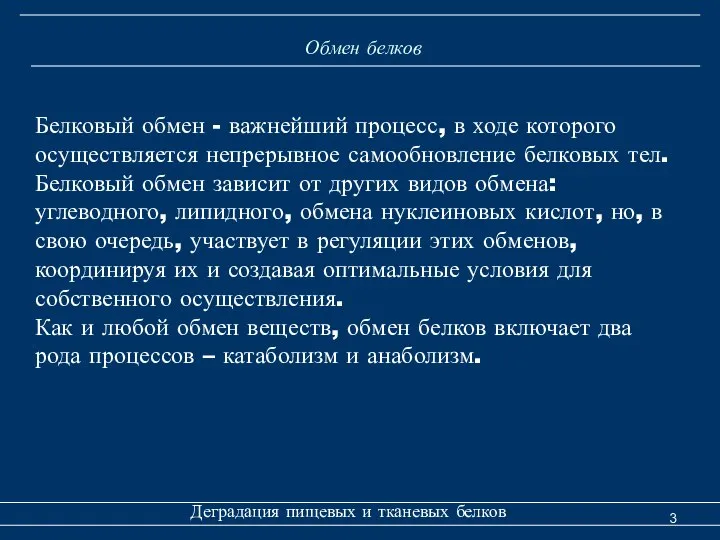 Обмен белков Деградация пищевых и тканевых белков Белковый обмен - важнейший