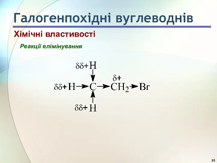 Реакції елімінування Хімічні властивості Галогенпохідні вуглеводнів