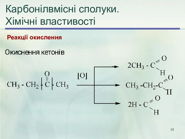 Карбонілвмісні сполуки. Хімічні властивості Реакції окислення