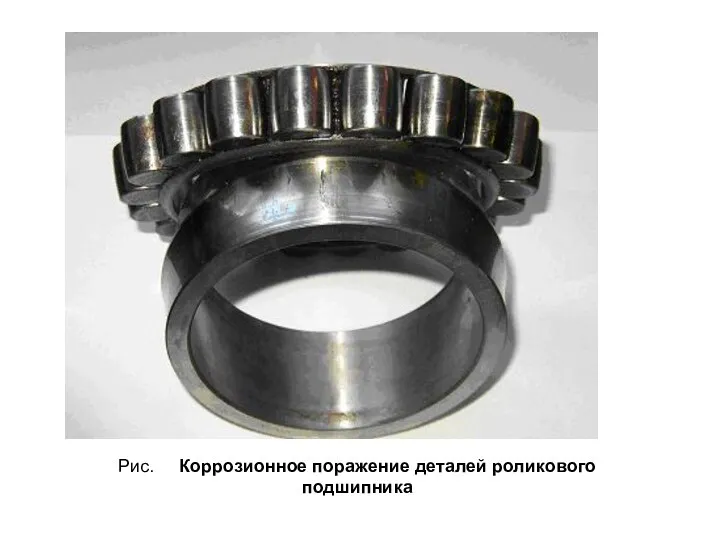 Рис. Коррозионное поражение деталей роликового подшипника