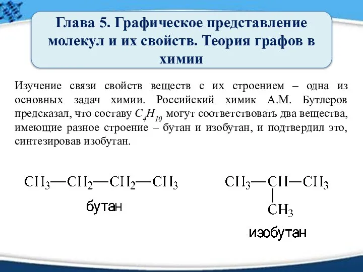 Глава 5. Графическое представление молекул и их свойств. Теория графов в