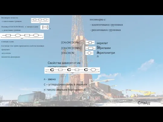 Полимерого вещества: - с идентичными группами Полимер (CH2СHCN-ПНАК) n- звеньев в
