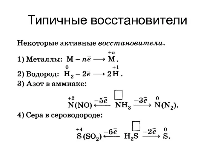 Типичные восстановители