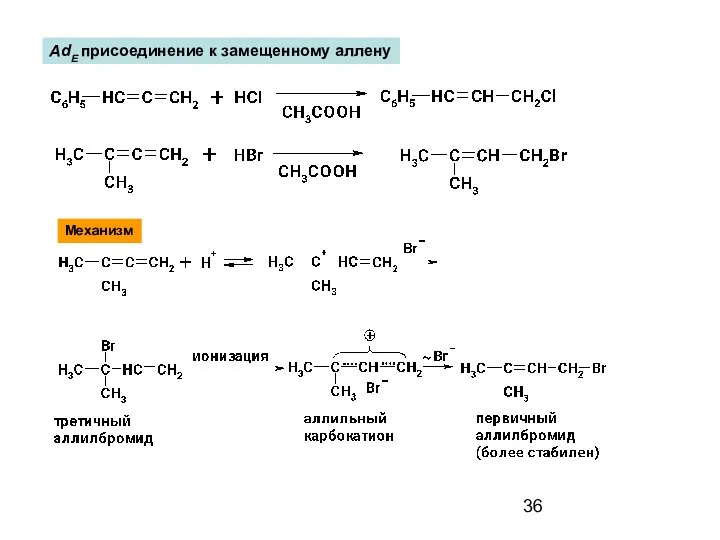 AdE присоединение к замещенному аллену Механизм