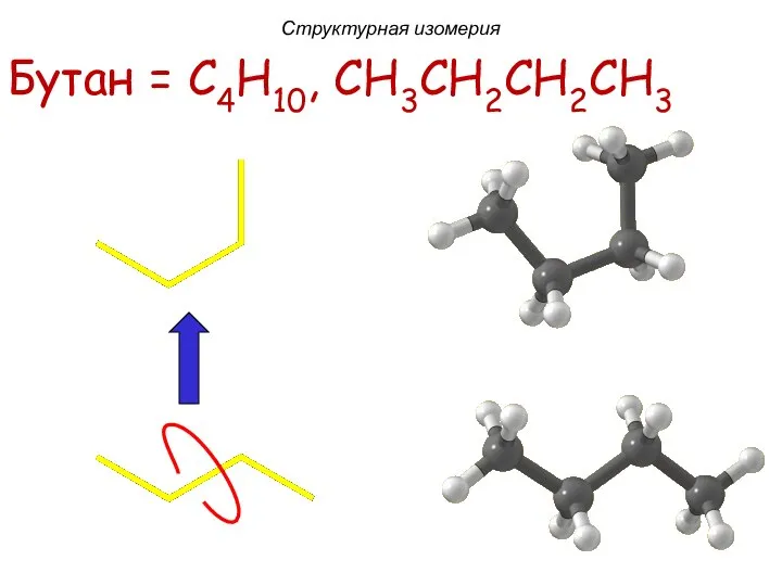 Бутан = C4H10, CH3CH2CH2CH3 Структурная изомерия