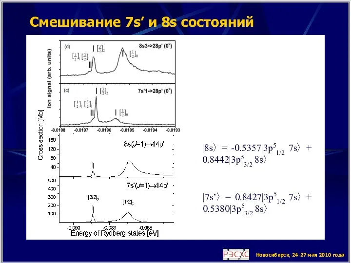 Новосибирск, 24-27 мая 2010 года Смешивание 7s’ и 8s состояний |8s〉pure