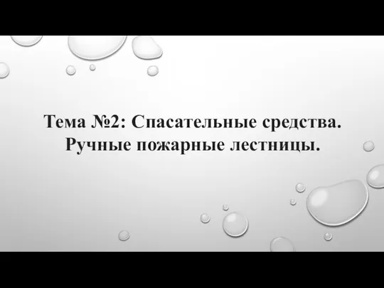 Тема №2: Спасательные средства. Ручные пожарные лестницы.