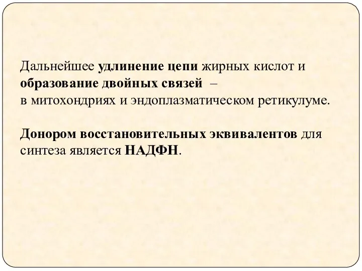 Дальнейшее удлинение цепи жирных кислот и образование двойных связей – в