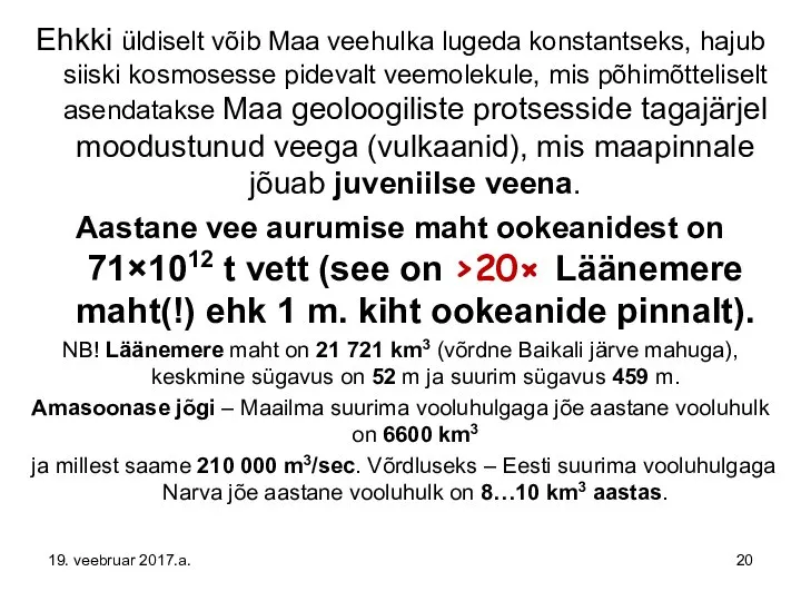 Ehkki üldiselt võib Maa veehulka lugeda konstantseks, hajub siiski kosmosesse pidevalt