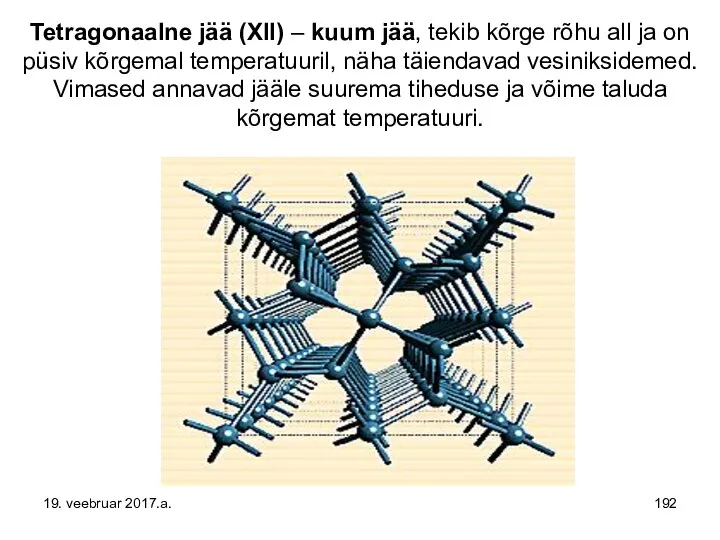 Tetragonaalne jää (XII) – kuum jää, tekib kõrge rõhu all ja