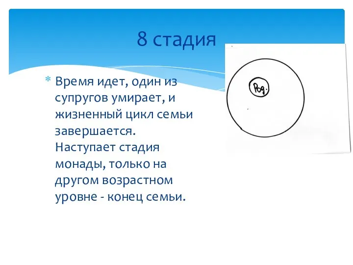 8 стадия Время идет, один из супругов умирает, и жизненный цикл