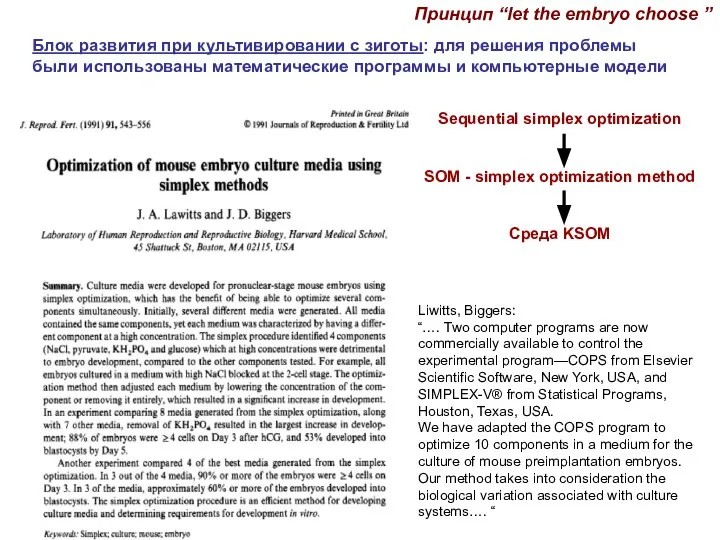 Принцип “let the embryo choose ” Блок развития при культивировании с