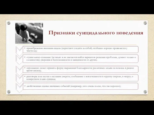 Признаки суицидального поведения