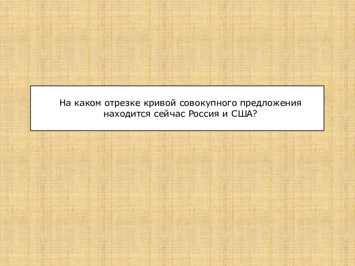 На каком отрезке кривой совокупного предложения находится сейчас Россия и США?