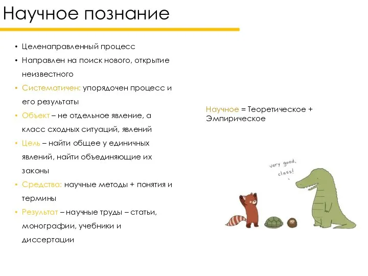 Целенаправленный процесс Направлен на поиск нового, открытие неизвестного Систематичен: упорядочен процесс