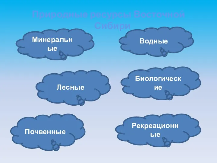 Природные ресурсы Восточной Сибири Минеральные Водные Биологические Лесные Почвенные Рекреационные