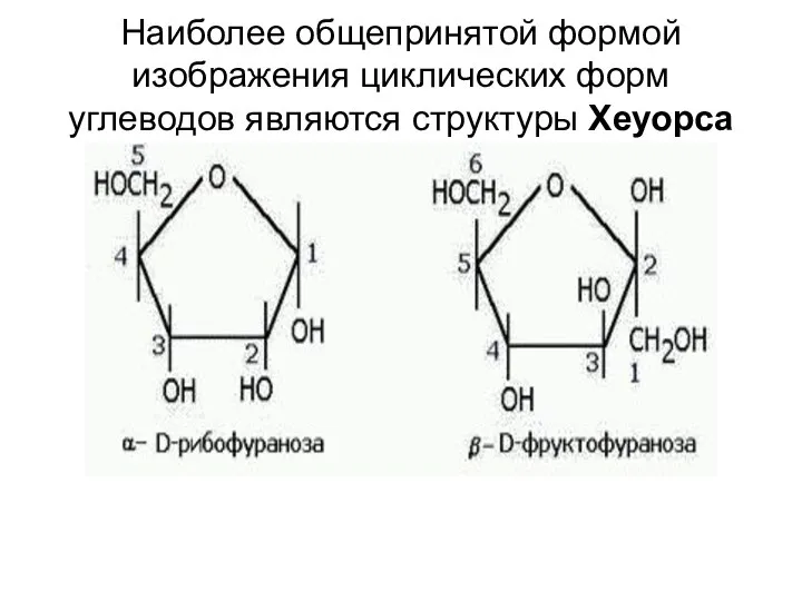 Наиболее общепринятой формой изображения циклических форм углеводов являются структуры Хеуорса