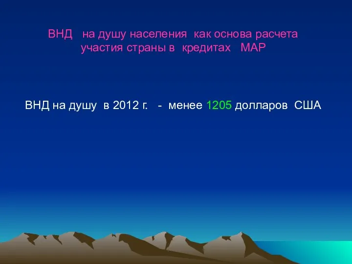 ВНД на душу населения как основа расчета участия страны в кредитах