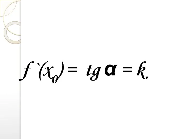 f `(x0) = tg α = k