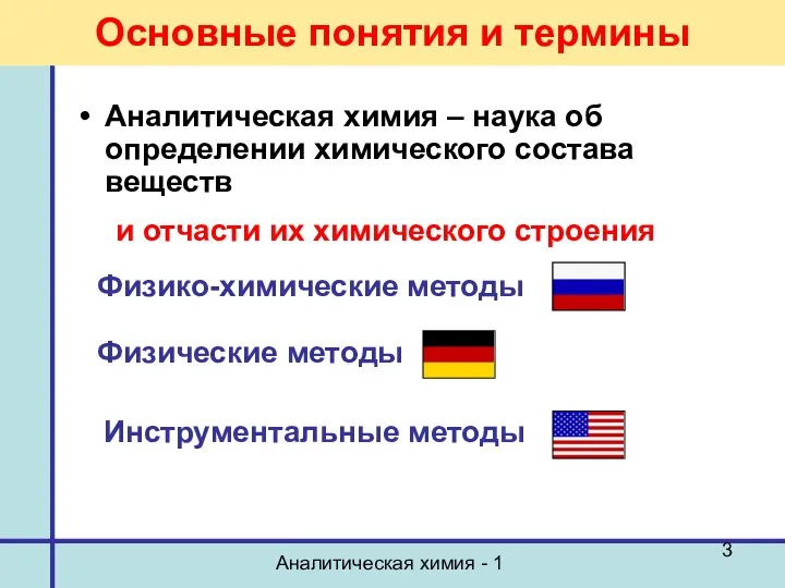 Аналитическая химия - 1 Основные понятия и термины Аналитическая химия –