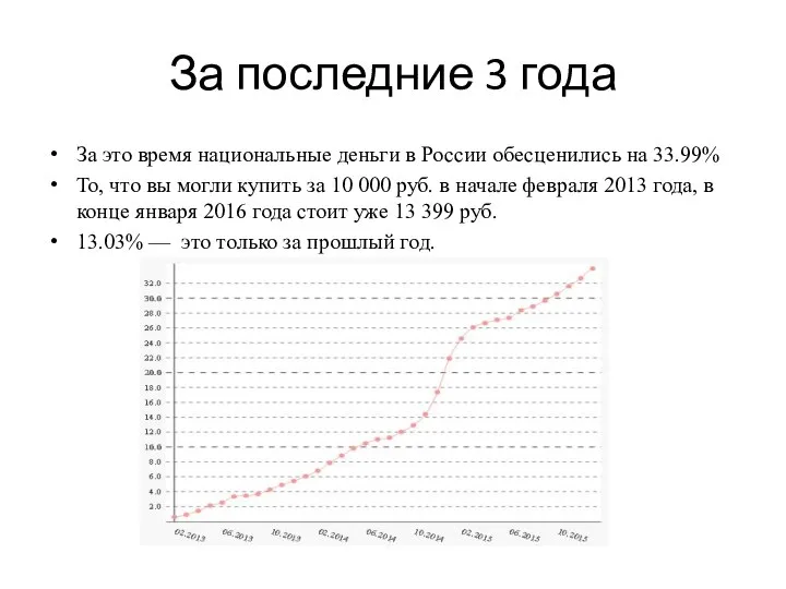 За последние 3 года За это время национальные деньги в России