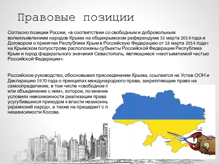 Правовые позиции Согласно позиции России, «в соответствии со свободным и добровольным