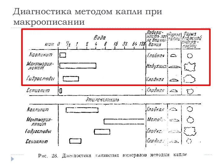 Диагностика методом капли при макроописании