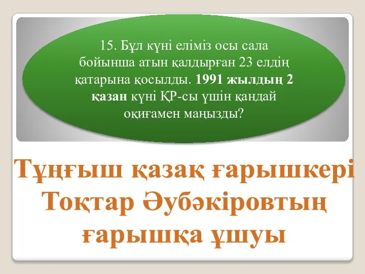 15. Бұл күні еліміз осы сала бойынша атын қалдырған 23 елдің