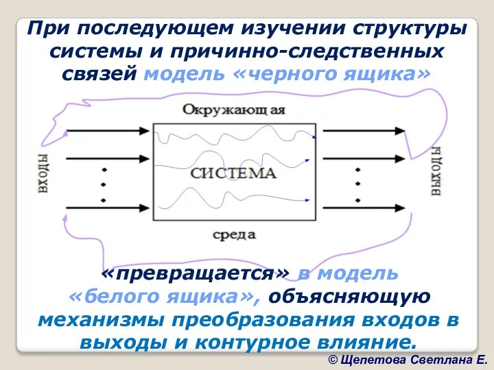 При последующем изучении структуры системы и причинно-следственных связей модель «черного ящика»