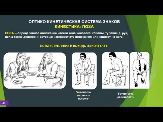 ОПТИКО-КИНЕТИЧЕСКАЯ СИСТЕМА ЗНАКОВ КИНЕСТИКА: ПОЗА ПОЗА —определенное положение частей тела человека: