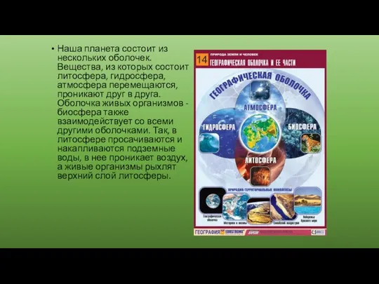 Наша планета состоит из нескольких оболочек. Вещества, из которых состоит литосфера,