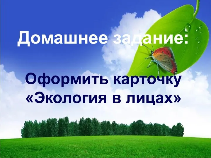 Домашнее задание: Оформить карточку «Экология в лицах»