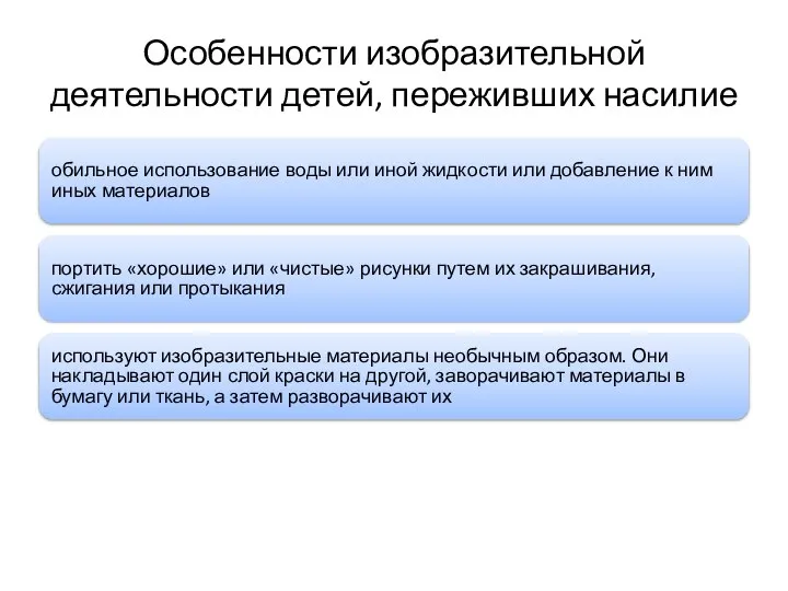 Особенности изобразительной деятельности детей, переживших насилие обильное использование воды или иной