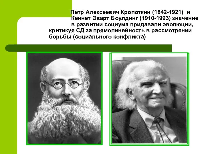 Петр Алексеевич Кропоткин (1842-1921) и Кеннет Эварт Боулдинг (1910-1993) значение в